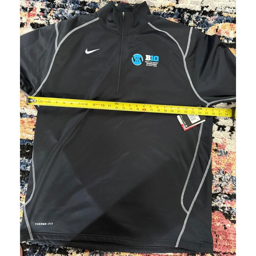 Nike Therma-FIT 1/4 Zip Pullover‎ Mens XXL Black Big Ten Hockey Detroit 2015
